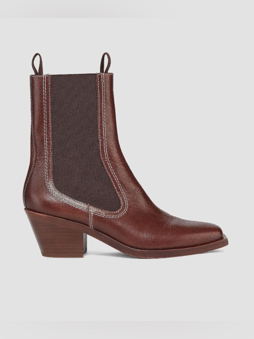Loeffler Randall Brown Leather Western Ankle Boot in Espresso